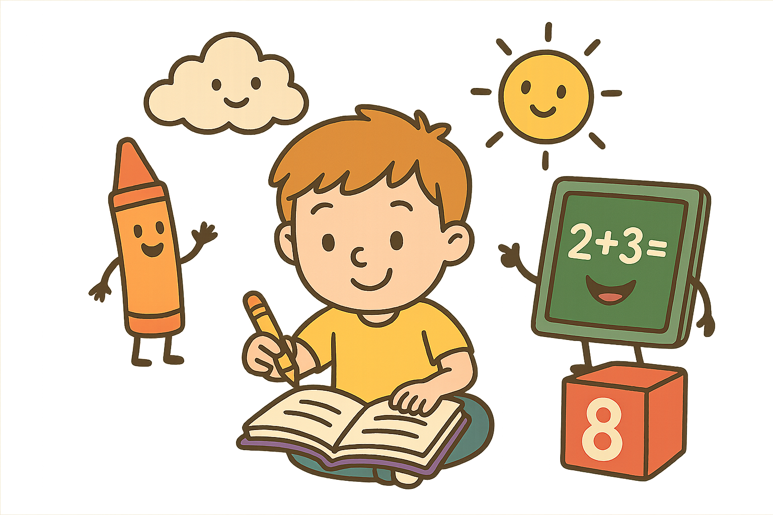 Happy child learning
