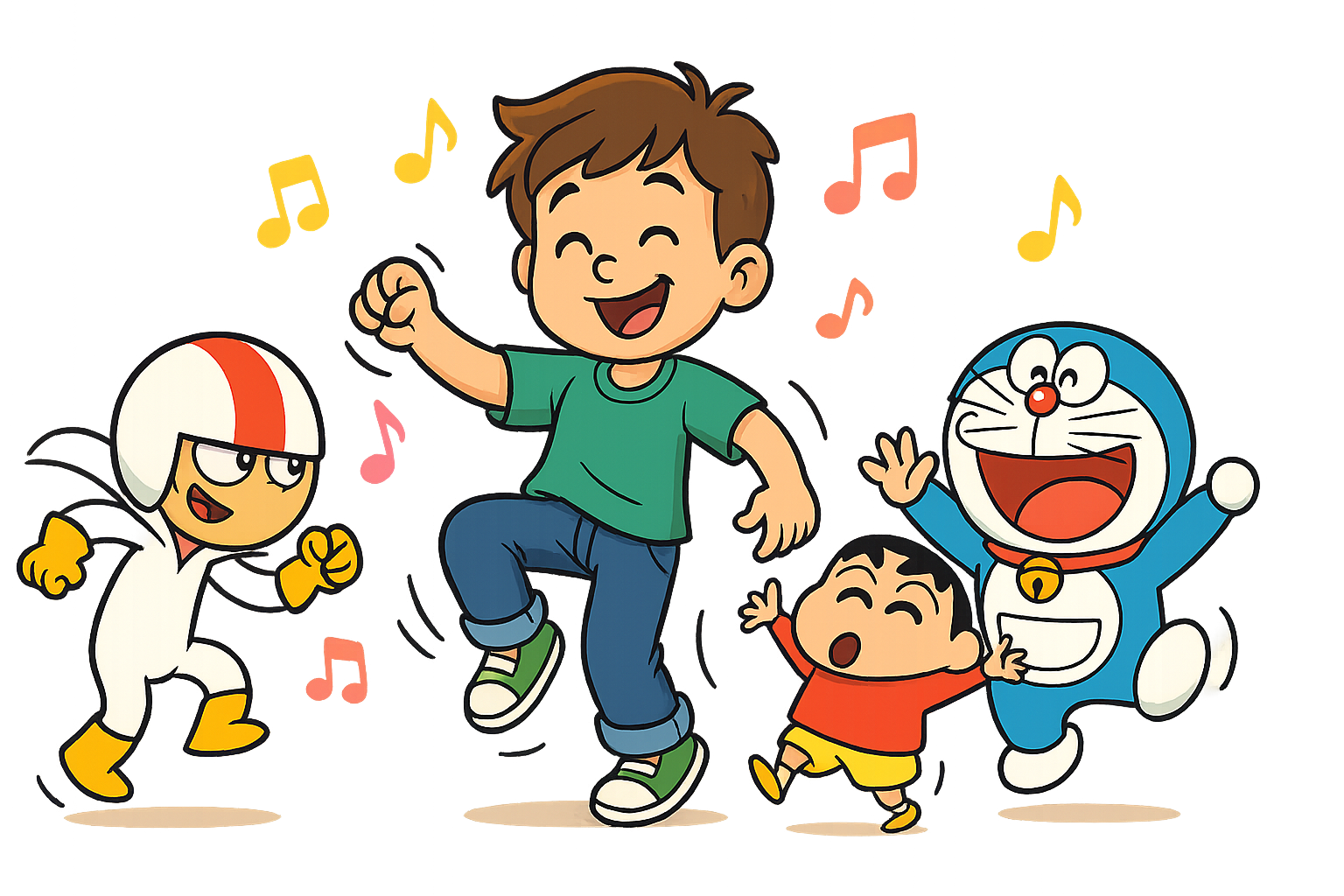 Happy children playing and learning